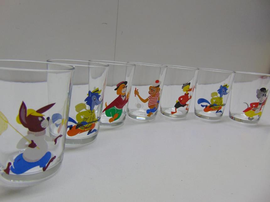 JUEGO DE 8 VASOS VINTAGE 1960S