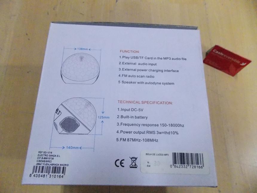 BOLA DE LUCES MP3 BLUETOOTH (NO GIRA)