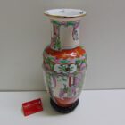 JARRON DE PORCELANA CHINA PINTADA A MANO CON PEANA