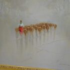 CUADRO AL OLEO PASTORA CON REBAÑO